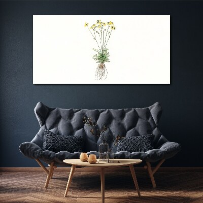Foto auf leinwand Goldene Blumen mit Wurzeln