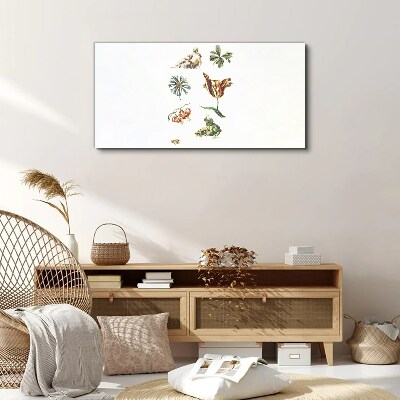 Bild auf leinwand Blumen Mann Drache