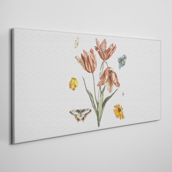 Foto auf leinwand Blumen und Schmetterlinge in Harmonie