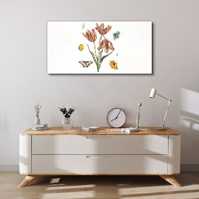 Foto auf leinwand Blumen und Schmetterlinge in Harmonie