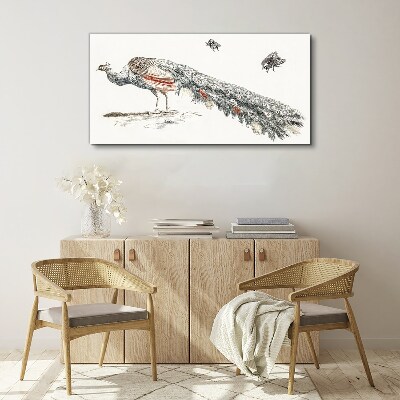 Foto auf leinwand Pfau mit Fliegen