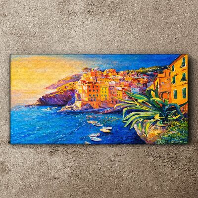 Wandbild Eine farbenfrohe Stadt am Meer