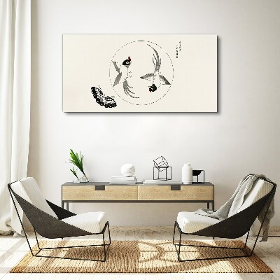 Foto auf leinwand Tanzende Vögel und Schmetterling