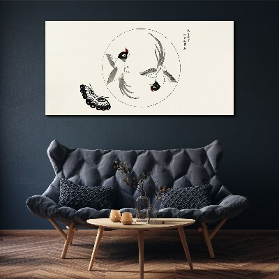 Foto auf leinwand Tanzende Vögel und Schmetterling