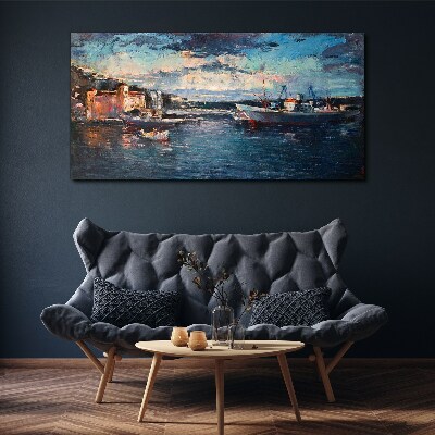 Foto auf leinwand Hafenlandschaft in der Abenddämmerung