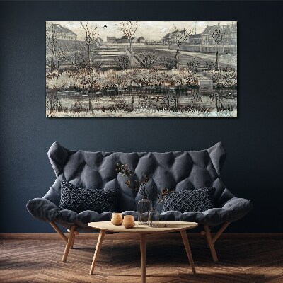 Foto auf leinwand Blick auf das Dorf im Winter