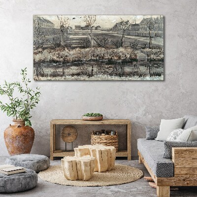 Foto auf leinwand Blick auf das Dorf im Winter