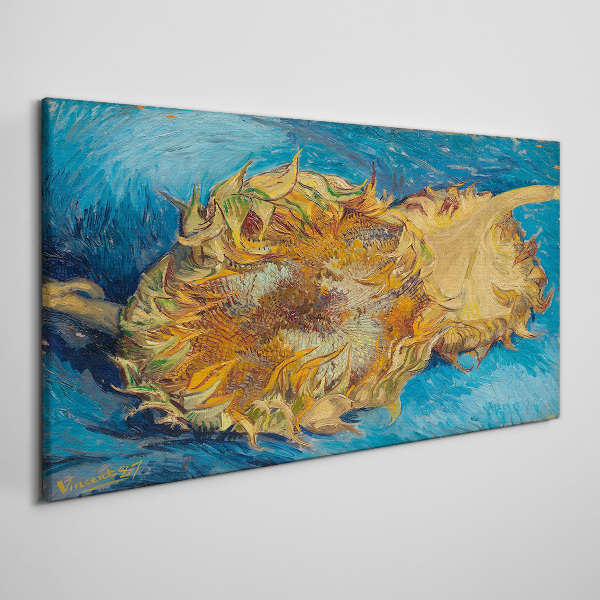 Foto auf leinwand Sonnenblume auf blauem Hintergrund