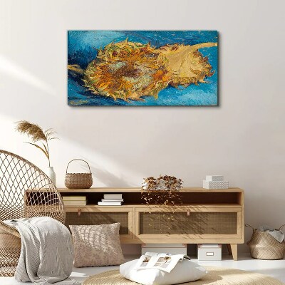 Foto auf leinwand Sonnenblume auf blauem Hintergrund