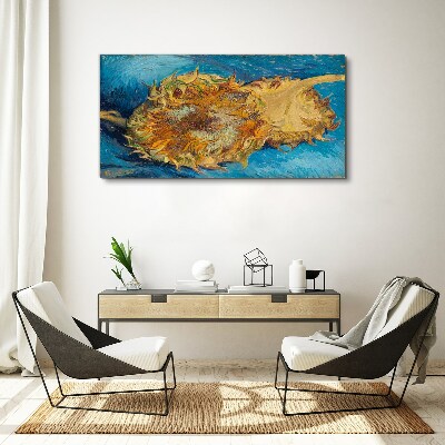 Foto auf leinwand Sonnenblume auf blauem Hintergrund