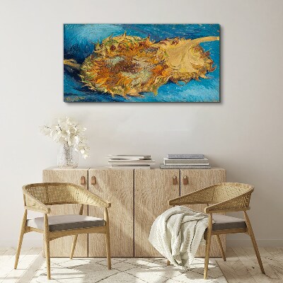 Foto auf leinwand Sonnenblume auf blauem Hintergrund
