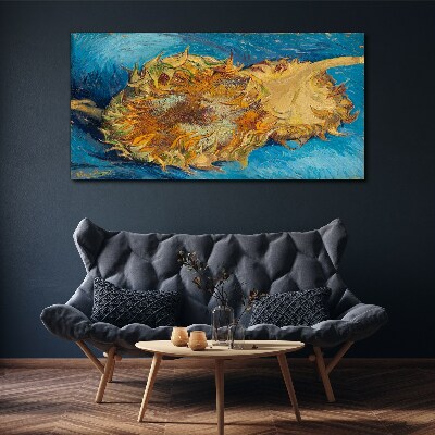 Foto auf leinwand Sonnenblume auf blauem Hintergrund