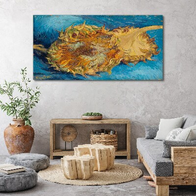 Foto auf leinwand Sonnenblume auf blauem Hintergrund