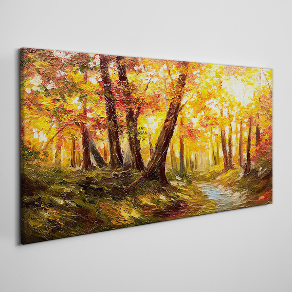Foto auf leinwand Goldener Wald im Sonnenlicht