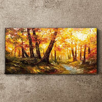 Foto auf leinwand Goldener Wald im Sonnenlicht