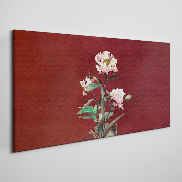 Foto auf leinwand Blumen auf rotem Hintergrund