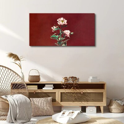 Foto auf leinwand Blumen auf rotem Hintergrund