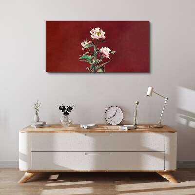 Foto auf leinwand Blumen auf rotem Hintergrund