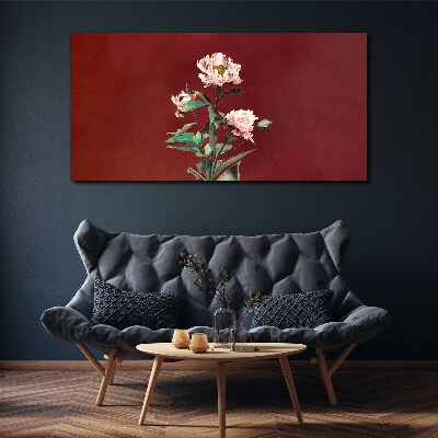 Foto auf leinwand Blumen auf rotem Hintergrund