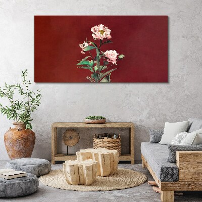 Foto auf leinwand Blumen auf rotem Hintergrund