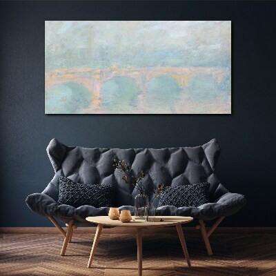 Bild auf leinwand Brücke im Morgennebel