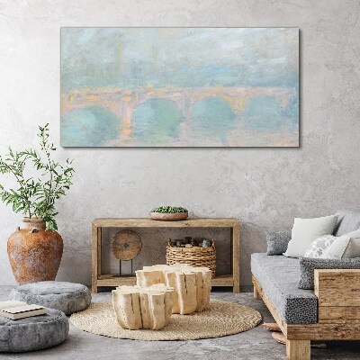 Bild auf leinwand Brücke im Morgennebel