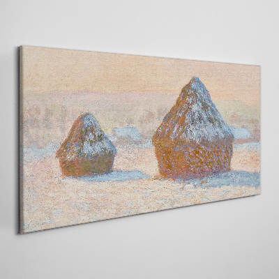 Bild auf leinwand Getreide stapelt Schneeeffekt Monet
