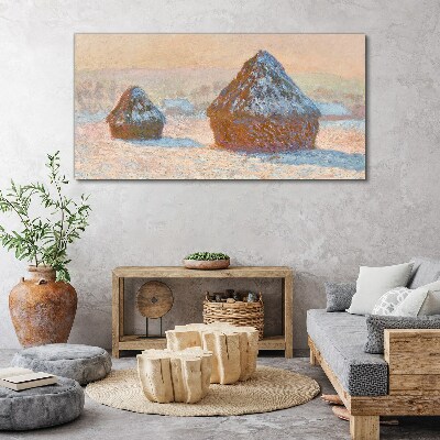 Bild auf leinwand Getreide stapelt Schneeeffekt Monet