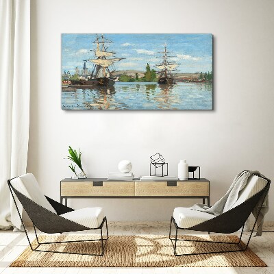 Foto auf leinwand Schiffe auf der Seine Monet