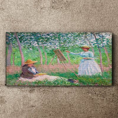 Foto auf leinwand Frau mit Monet-Regenschirm