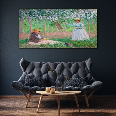 Foto auf leinwand Frau mit Monet-Regenschirm