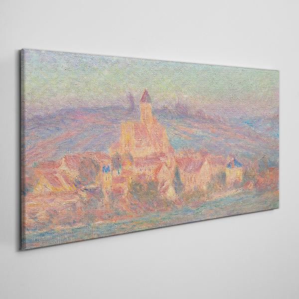 Foto auf leinwand Neblige Landschaft mit einer Burg