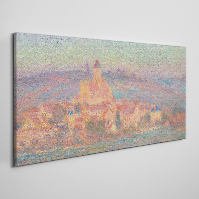 Foto auf leinwand Neblige Landschaft mit einer Burg
