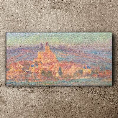 Foto auf leinwand Neblige Landschaft mit einer Burg
