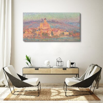 Foto auf leinwand Neblige Landschaft mit einer Burg
