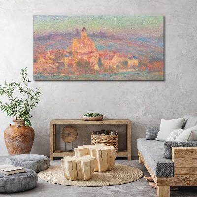 Foto auf leinwand Neblige Landschaft mit einer Burg