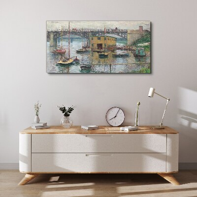 Wandbild Ein friedlicher Hafen in Pastellfarben
