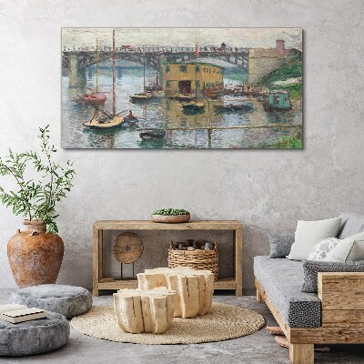 Wandbild Ein friedlicher Hafen in Pastellfarben