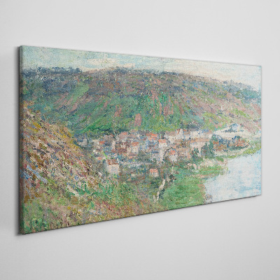 Leinwandbild Frühlingslandschaft am Fluss