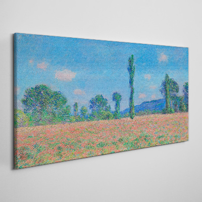 Foto auf leinwand Blumenfeld unter blauem Himmel