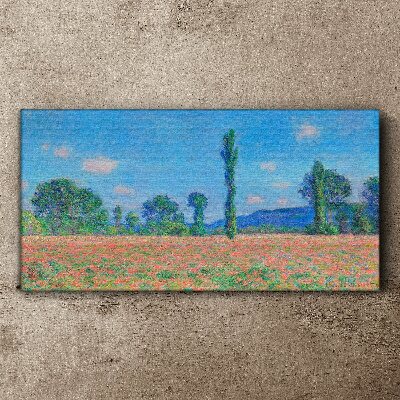 Foto auf leinwand Blumenfeld unter blauem Himmel