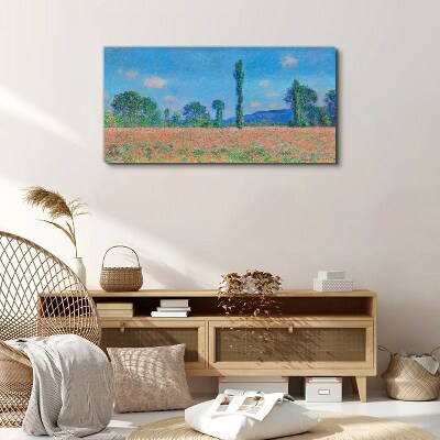 Foto auf leinwand Blumenfeld unter blauem Himmel