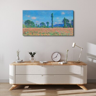 Foto auf leinwand Blumenfeld unter blauem Himmel