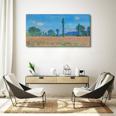 Foto auf leinwand Blumenfeld unter blauem Himmel