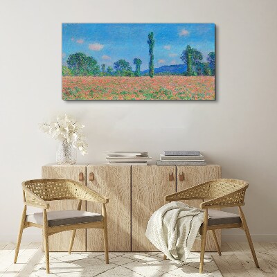 Foto auf leinwand Blumenfeld unter blauem Himmel
