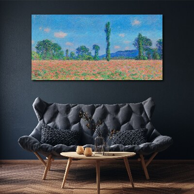 Foto auf leinwand Blumenfeld unter blauem Himmel