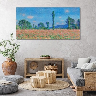 Foto auf leinwand Blumenfeld unter blauem Himmel