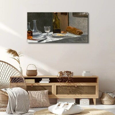 Wandbild Stillleben mit Flaschen und Glas