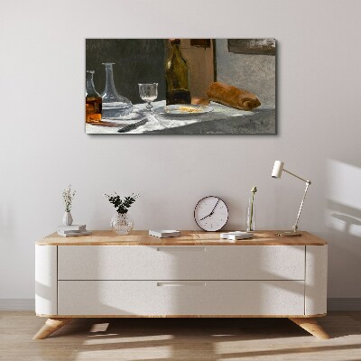 Wandbild Stillleben mit Flaschen und Glas