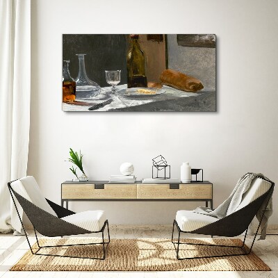 Wandbild Stillleben mit Flaschen und Glas